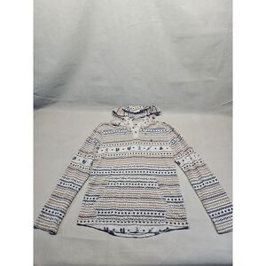 Volcom‎ Pullover Hoodie Medium Gray Fair Isle Cotton Long Sleeve Lightweight